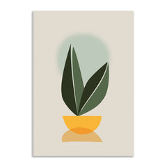 Modern Minimalist Plant Canvas Wall Art Abstract Green Leaves in Yellow Pot for Home and Office Décor for Wall Decoration Elegant Modern Art Stretched Wall Paintings