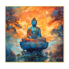 Meditating Buddha Canvas Painting Abstract wall art for Bedroom