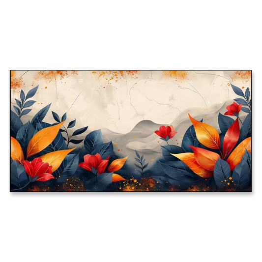 Colorful Leaves and Mountain Canvas Wall Painting
