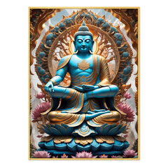 Multicolored Meditative Calm Buddha Canvas Painting for Bedroom