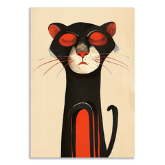 Meditating Black Cat Canvas Wall Painting Kids Decor Modern Minimalist Animal Canvas Painting Cat Lovers for Wall Decoration Elegant Kids Art Stretched Wall Paintings