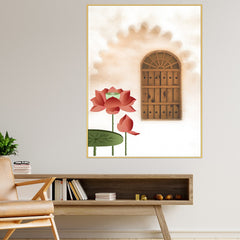 Lotus Door Canvas Wall Art Printed Floating Frame Wall Painting