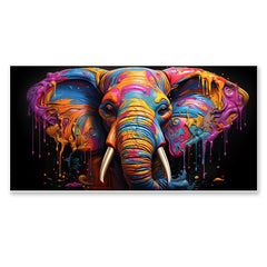 Graceful Strength Elephant Head in Vibrant Acrylic Canvas Wall Painting