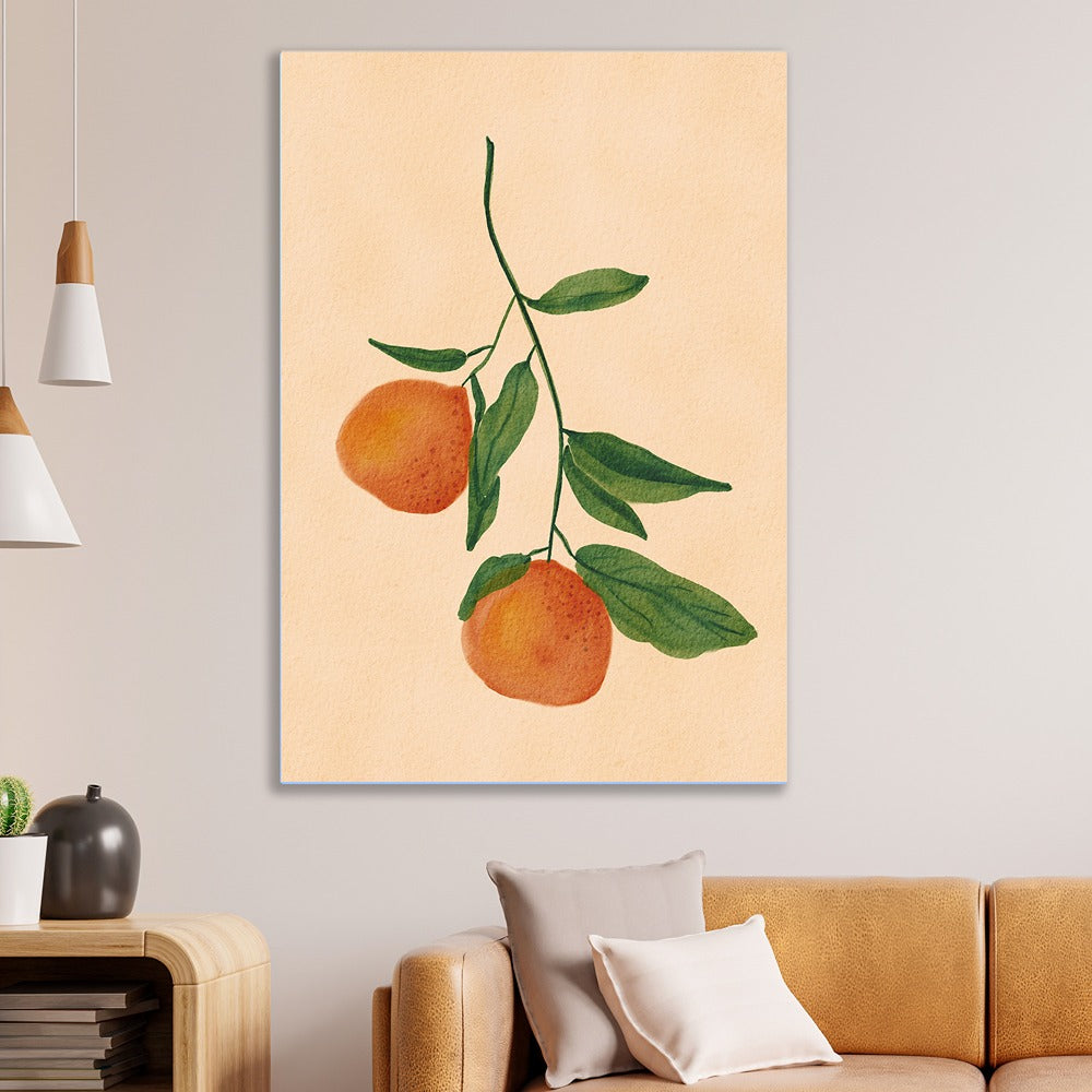 Rustic Orange Citrus Botanical Canvas Painting Minimalist Fruit Canvas Wall Art for Wall Decoration Elegant Modern Art Stretched Wall Paintings