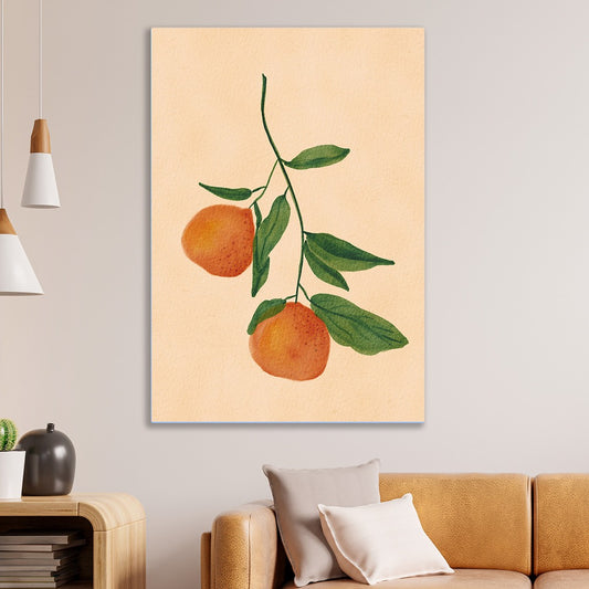 Rustic Orange Citrus Botanical Canvas Painting Minimalist Fruit Canvas Wall Art for Wall Decoration Elegant Modern Art Stretched Wall Paintings