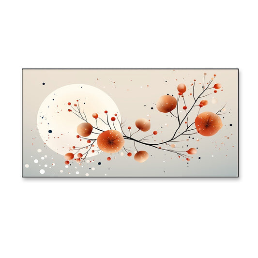 An Abstract Illustration Of A Branch With Red Flowers Canvas Wall Painting