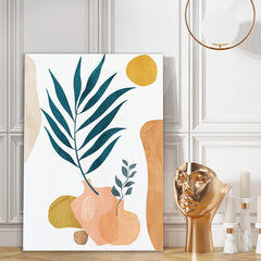 Dekorstaion Leaf & Vase Boho Canvas Painting Botanical Abstract Minimalist Wall Art for Wall Decoration Elegant Modern Art Stretched Wall Paintings