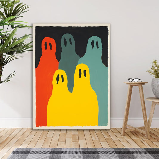 Colorful Ghosts Abstract Modern Halloween Canvas Painting Wall Decor for Wall Decoration Elegant Little Girl Moder Art Stretched Wall Paintings
