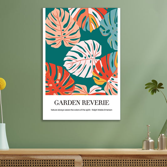 Tropical Monstera Leaf Canvas Wall Painting Colorful Botanical Canvas Print with Inspirational Quote for Wall Decoration Elegant Art Stretched Wall Paintings