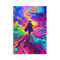 Dekorstatiom Canvas Painting Multi colour Cosmic Wanderer Psychedelic Samurai fighter with Sword Canvas Painting for Wall Decoration Elegant Little Girl Moder Art Stretched Wall Paintings