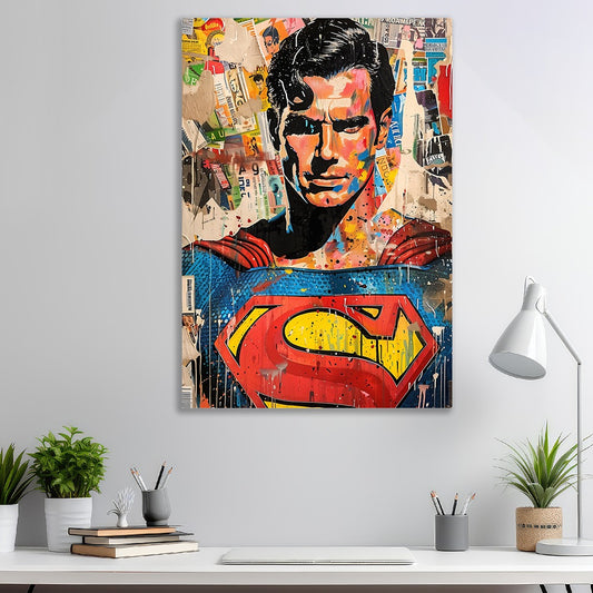 Superman Canvas painting Vibrant Superhero Wall Art Modern Comic Inspired Decor for Fans and Collectors for Wall Decoration Elegant Little Girl Moder Art Stretched Wall Paintings