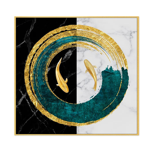 Abstract Goldfish Pattern Square Acrylic Canvas Wall Painting
