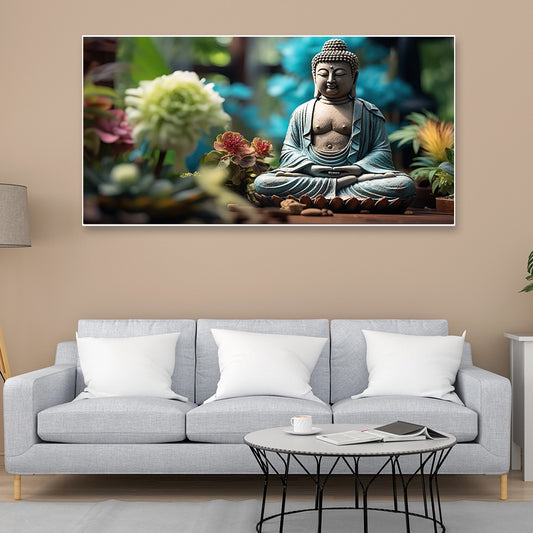 Buddhist Statue Meditates in Tranquil Position Canvas Wall Painting