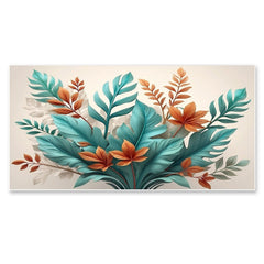 Elegant Botanical Bliss green and orange leaf Canvas wall painting Modern Tropical Leaf Wall Art for Sophisticated Decor