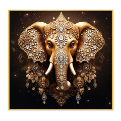 Majestic Golden ganesh ji Canvas wall painting Opulent Wall Art