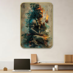DEKORSTATION Premium Lord Hanuman Modern Art abstract Wall Painting with Sparkle Lamination | 11 x 14 Inch | Spiritual Wall Decor for Home, Office & Hotel