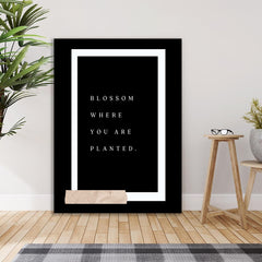 Inspirational Canvas Wall Art Blossom Where You Are Planted Minimalist Black and White Canvas Paintings