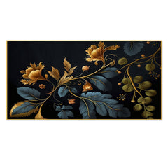 Seamless Pattern With Golden Floral Design Canvas Wall Painting