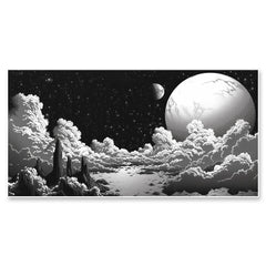 Galactic Dreamscape Cosmos Canvas painting Vintage Halftone Manga Space Fantasy canvas painting