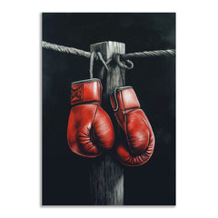Final Round Bold Red Boxing Gloves Canvas wall Painting for Gym Wall Decoration Elegant boxing Stretched Wall Paintings