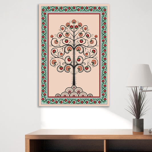 Traditional Floral Tree of Life Canvas Painting Vintage Boho Ethnic Wall Décor For Wall Decoration Elegant Modern Art Stretched Wall Paintings