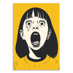 shouting girl bold pop art portrait with emotional impact canvas painting yellow Theme for Wall Decoration Elegant Little Girl Moder Art Stretched Wall Paintings