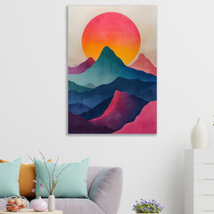 Canvas Painting Vibrant Sunrise Over Abstract Mountains Sunrise Dreams Canvas Art for Wall Decoration Elegant Little Girl Moder Art Stretched Wall Paintings