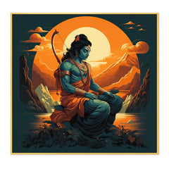 Lord Shri Ram Ji with Sun set Canvas Wall Painting