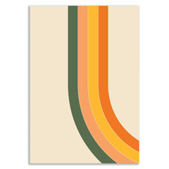 Retro Rainbow Curve Mid Century Modern Abstract Canvas Wall Painting for Wall Decoration Elegant Modern Art Stretched Wall Paintings