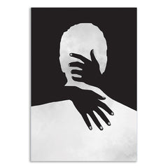 Abstract Love & Connection Canvas Painting Bold Monochrome Silhouette Artwork for Wall Decoration Elegant Modern Art Stretched Wall Paintings