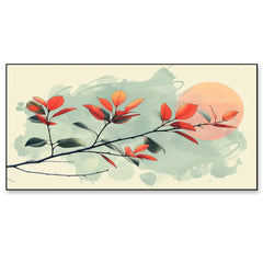 Autumn Breeze Minimalist Botanical Art With Warm Sunset Painting