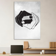 Abstract Hands Canvas Painting Symbol of Unity and Connection in Monochrome Holding Hands Line Art for Wall Decoration Elegant Modern Art Stretched Wall Paintings