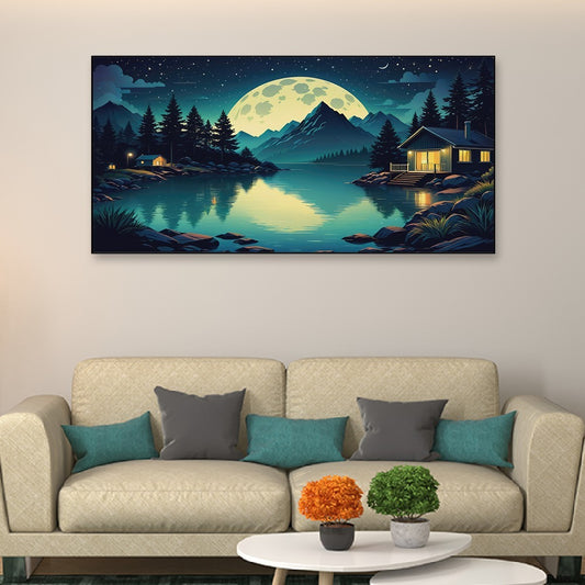 Serene Landscape illuminated By The Soft Canvas Wall Painting