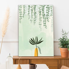 Minimalist Botanical Wall Art Green Leaf Plant in Vase Canvas Print for Modern Home & Office Décor for Wall Decoration Elegant Modern Art Stretched Wall Paintings
