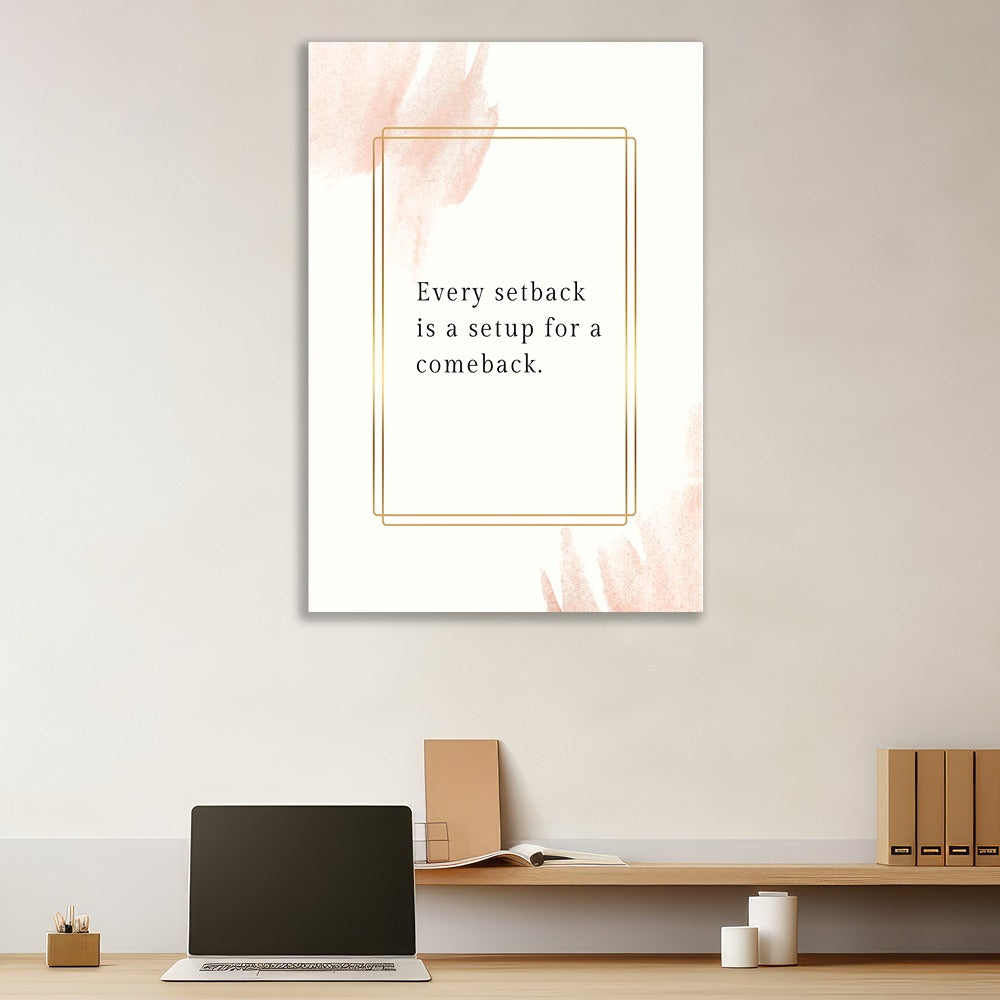 Motivational Canvas Wall Painting Every Setback is a Setup for a Comeback' Quote Canvas Painting for Wall Decoration Elegant Modern Art Stretched Wall Paintings