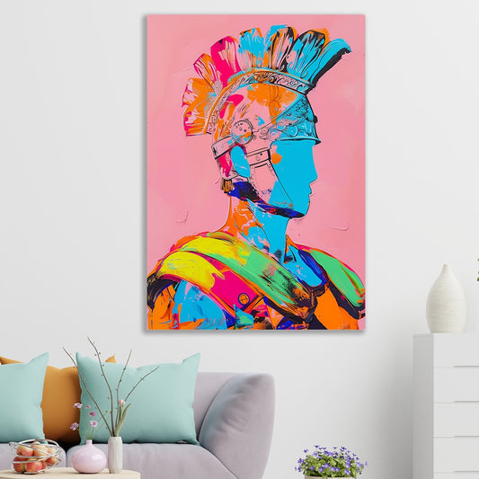 Roman Warrior Canvas Painting Modern Vibrant Abstract Pop Art Canvas Painting Wall Decor for Wall Decoration Elegant Roman Warrior Moder Art Stretched Wall Paintings
