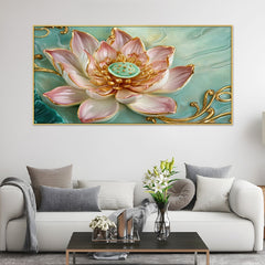 DEKORSTATION-Premium-Lotus-Flower-Canvas-Wall-Painting-|-Elegant-Gold-Pink-Floral-Wall-Art-Decor-for-Living-Room,-Bedroom,-Puja-Room-&-Luxury-Home-Interior