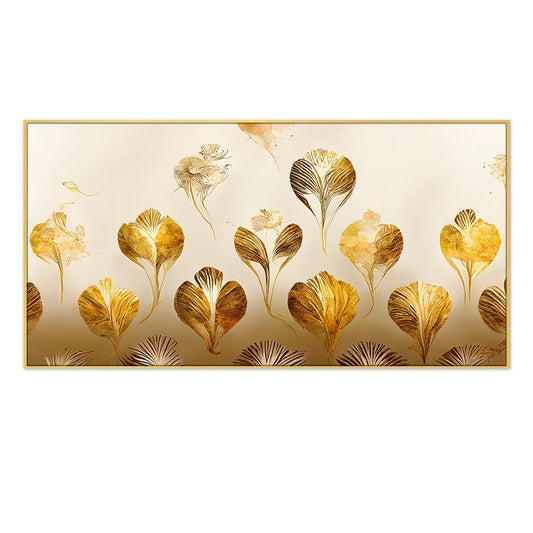 Golden Beautiful Leaves Modern art elegant Wall Painting