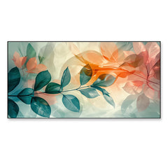 Beautiful Abstract Green Orange Multi Color Leaf nature Canvas Painting  Paintings
