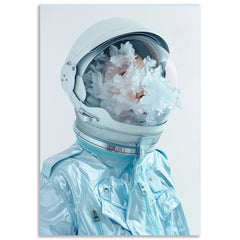 Frozen Cosmos Surreal Astronaut Ice Helmet Canvas Art Futuristic Space Wall Decor for Wall Decoration Elegant Modern Art Stretched Wall Paintings