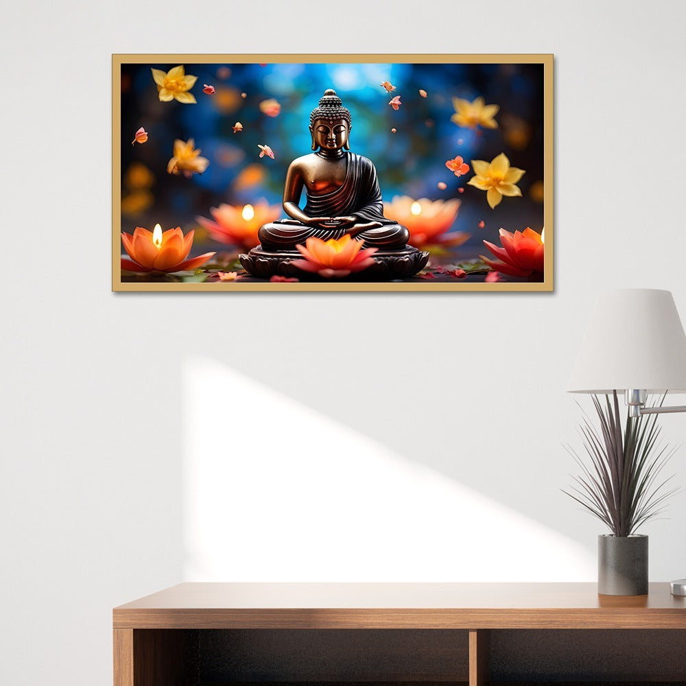Serene Lord Buddha Meditation religious Canvas wall painting Decoration