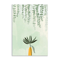 Minimalist Botanical Wall Art Green Leaf Plant in Vase Canvas Print for Modern Home & Office Décor for Wall Decoration Elegant Modern Art Stretched Wall Paintings