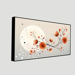 An Abstract Illustration Of A Branch With Red Flowers Canvas Wall Painting