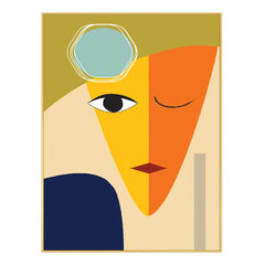 Vibrant Abstract Face Artwork Floating Frame Canvas Wall Painting