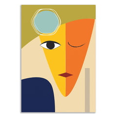 Modern Abstract Face Canvas Wall Painting Colorful Geometric Minimalist Canvas Painting Inspired by Picasso for Wall Decoration Elegant Modern Art Stretched Wall Paintings