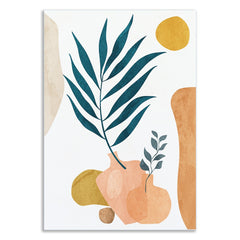 Dekorstaion Leaf & Vase Boho Canvas Painting Botanical Abstract Minimalist Wall Art for Wall Decoration Elegant Modern Art Stretched Wall Paintings