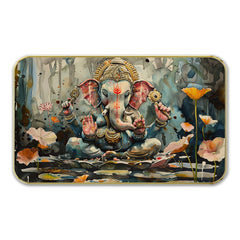 DEKORSTATION Premium Lord Ganesha Modern Art Wall Painting with Sparkle Lamination | Golden Slim Frame | Finished Surface | 11 x 14 Inch | Home, Office & Hotel Decor