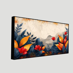 Colorful Leaves and Mountain Canvas Wall Painting