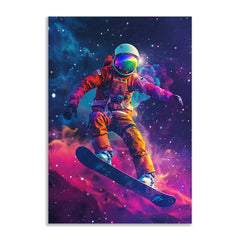 Canvas painting Spaceboarder Astronaut Snowboarding Through the Cosmos Vibrant Galaxy Canvas Art for Wall Decoration