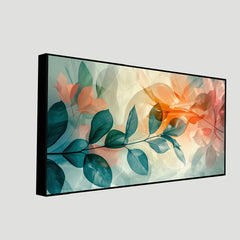 Beautiful Abstract Green Orange Multi Color Leaf nature Canvas Painting  Paintings